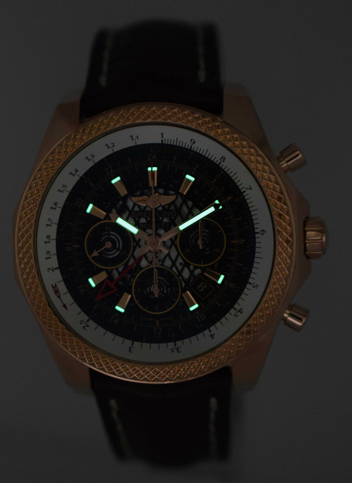 Breitling Bentley B04 GMT 18k Rose Gold Skeleton Mens 49mm Watch +Box RB0431