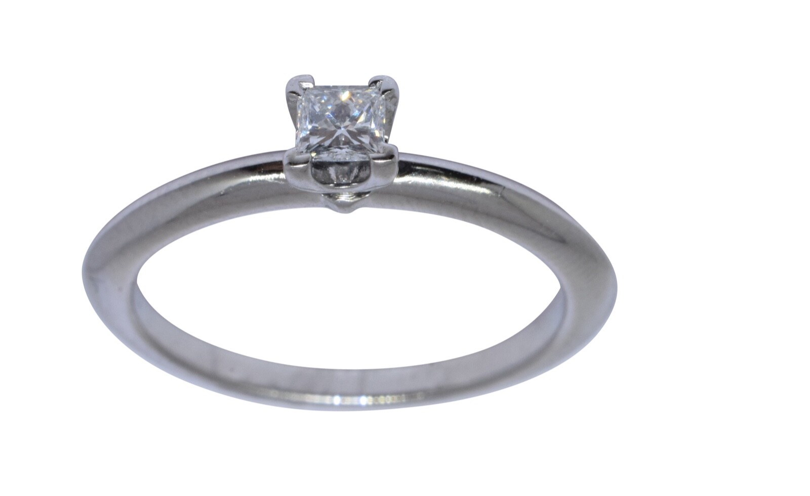 Tiffany & Co. 0.17 Carat Princess Cut Diamond & Platinum Ring & Box Size 6