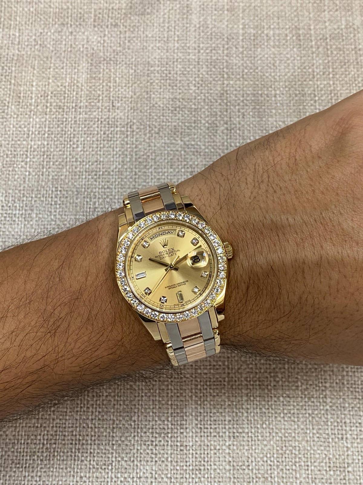 Rolex Masterpiece Tridor 18k Tri Gold Diamond Dial/Bezel Mens 39mm Watch V 18948