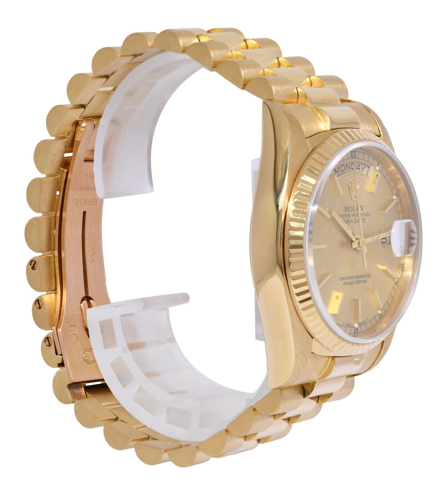 Rolex Day-Date 36 President 18k Yellow Gold Champagne Stick Dial Watch '82 18038