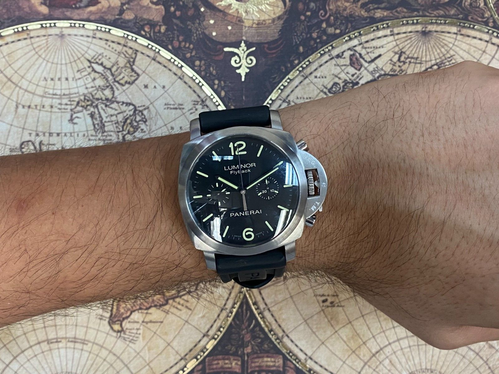 Panerai Luminor Flyback Chronograph PAM 361 Steel Black Dial 44mm Watch PAM00361
