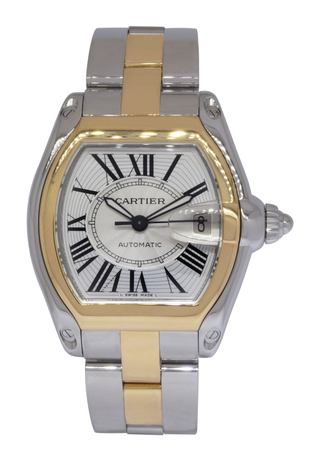 Cartier Roadster 18k Yellow Gold/Steel Silver Dial Automatic Watch W62031Y4 2510 Cartier Roadster 18k Yellow Gold/Steel Silver Dial Automatic Watch W62031Y4 2510