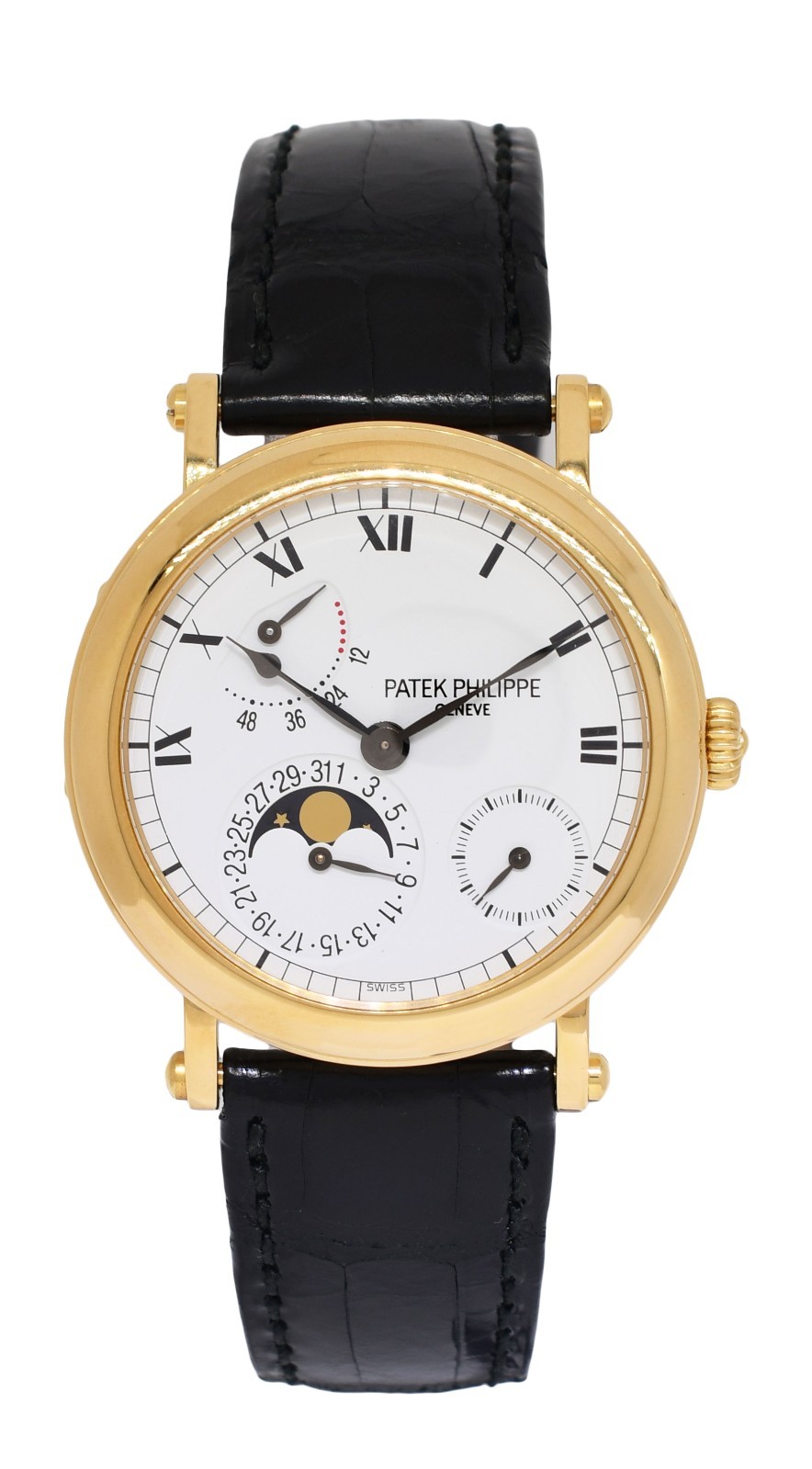 Patek Philippe Complications 18k Yellow Gold Power Reserve Moon Mens Watch 5054J