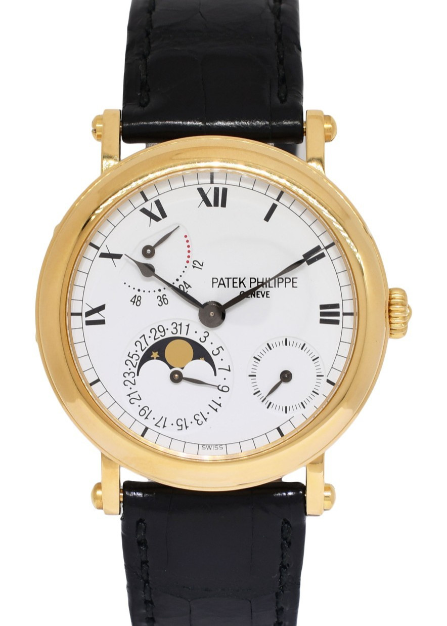 Patek Philippe Complications 18k Yellow Gold Power Reserve Moon Mens Watch 5054J