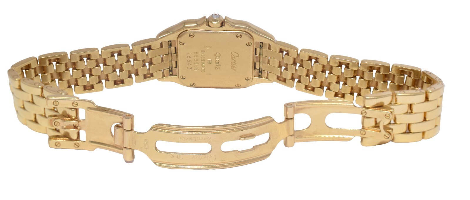 Cartier Panthere Small 18k Yellow Gold Obsidian Stone Dial Diamond Ladies Watch