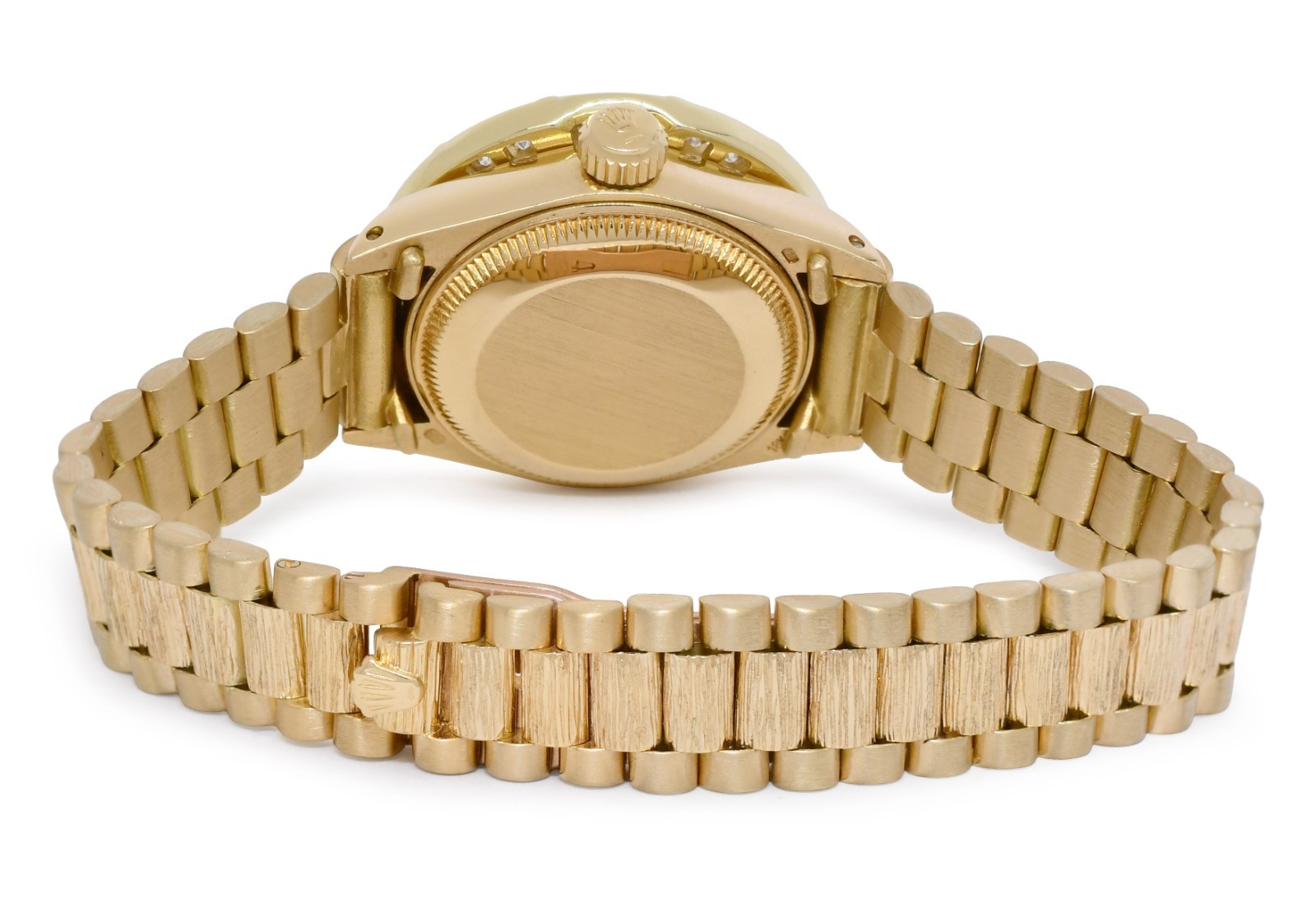 Rolex Datejust President 18k Yellow Gold Bark Pave Diamond 26mm Watch '79 6927