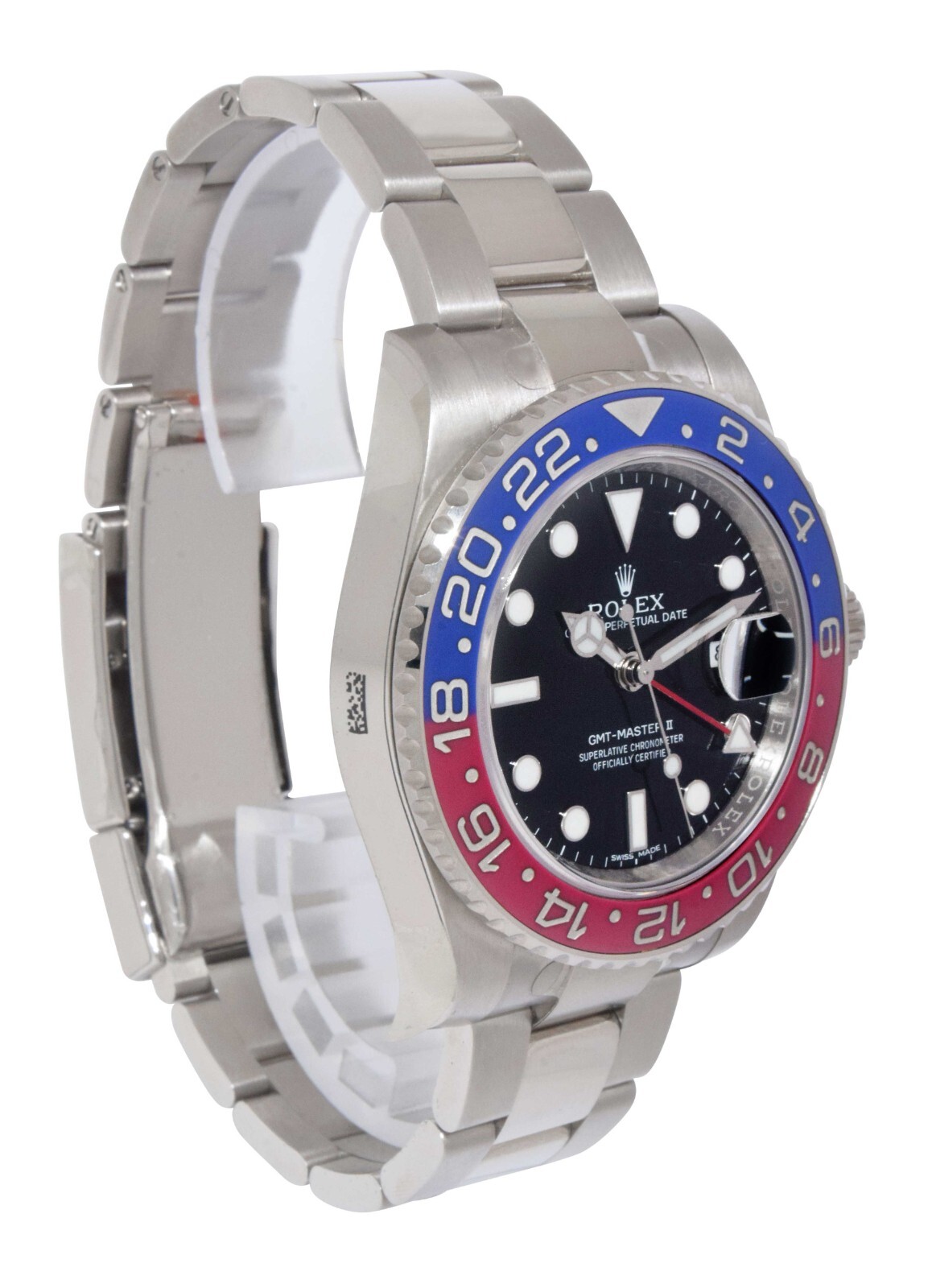 NOS Rolex GMT-Master II 18k White Gold Ceramic "Pepsi" Watch B/B 116719