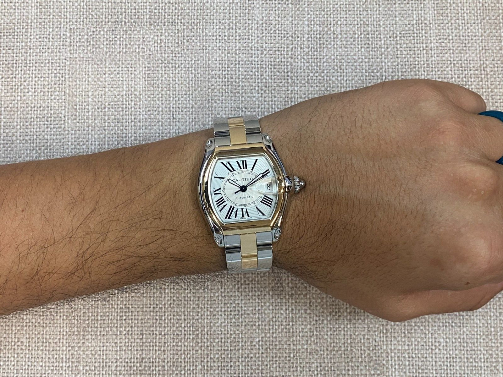 Cartier Roadster 18k Yellow Gold/Steel Silver Dial Automatic Watch W62031Y4 2510 Cartier Roadster 18k Yellow Gold/Steel Silver Dial Automatic Watch W62031Y4 2510
