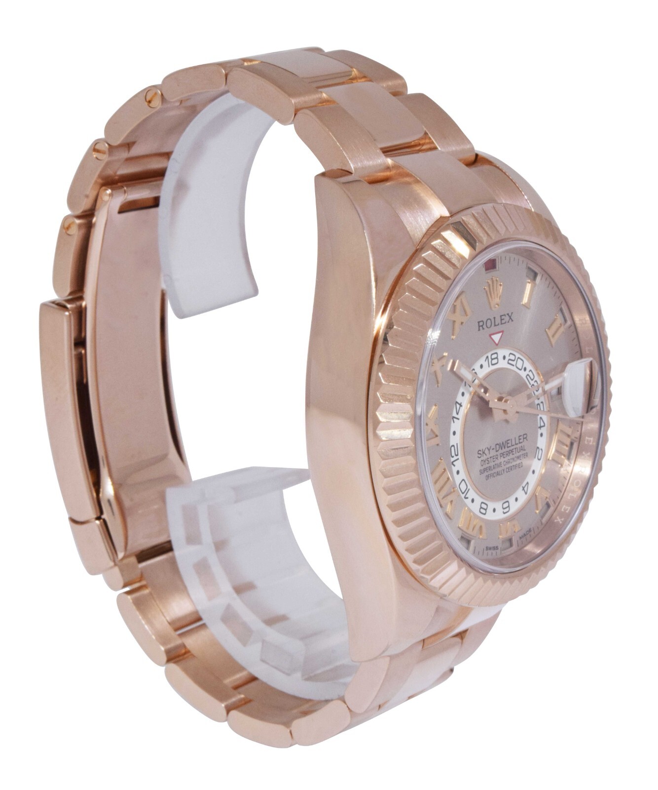 Rolex Sky-Dweller 18k Everose Gold Sundust Roman Dial 42mm Watch 326935