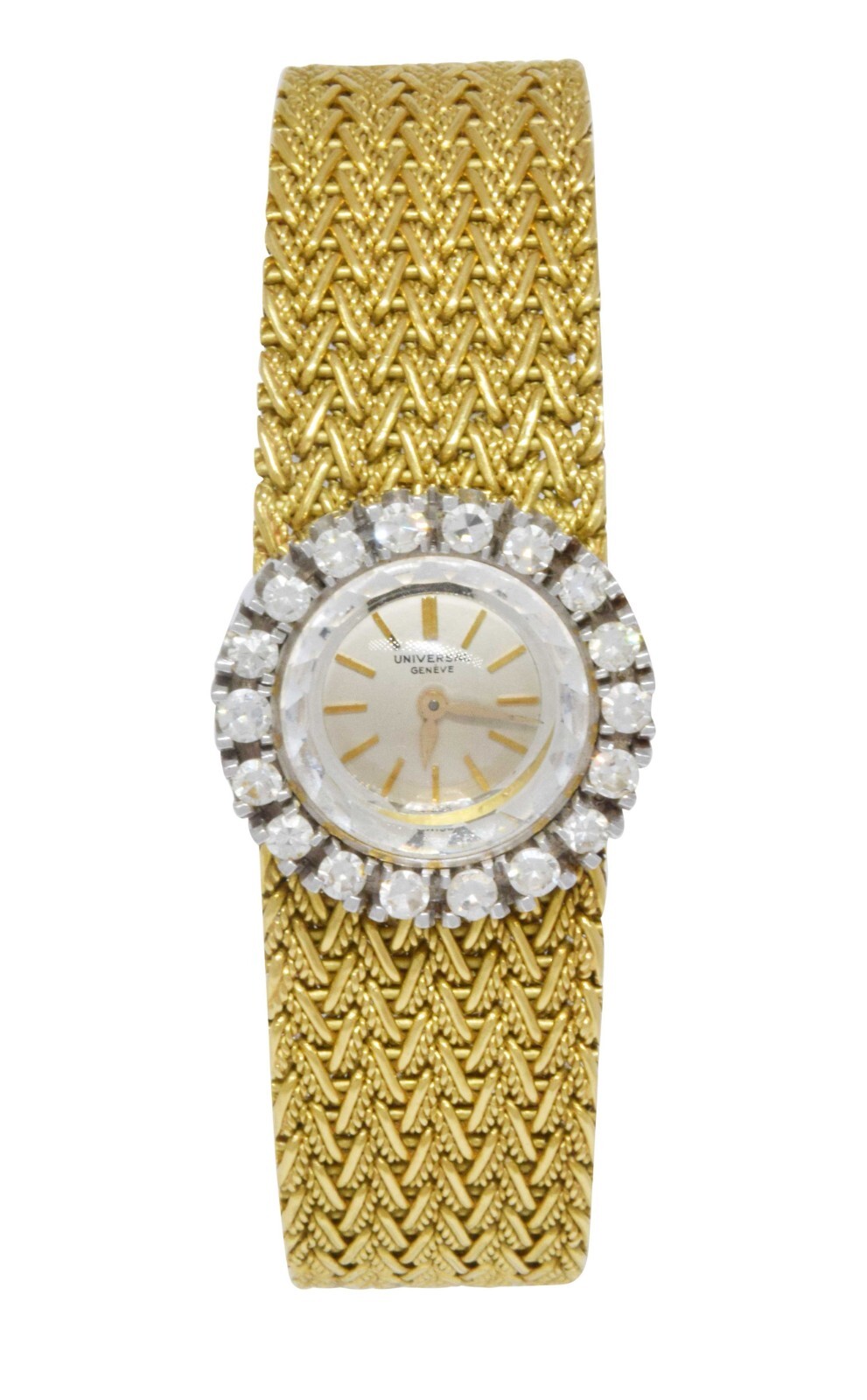 Universal Geneve Vintage 18k Yellow Gold Diamond Ladies 20mm Manual Dress Watch