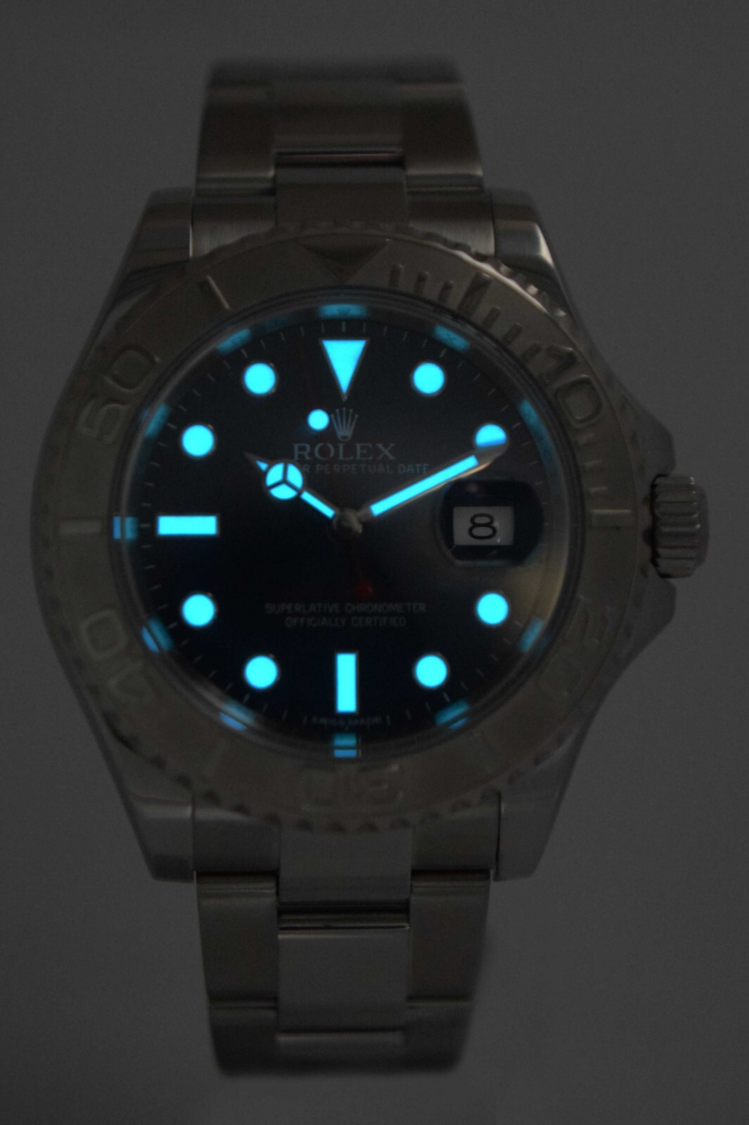 Rolex Yacht-Master Steel & Platinum Bezel Blue Dial Mens 40mm Watch +Card 116622