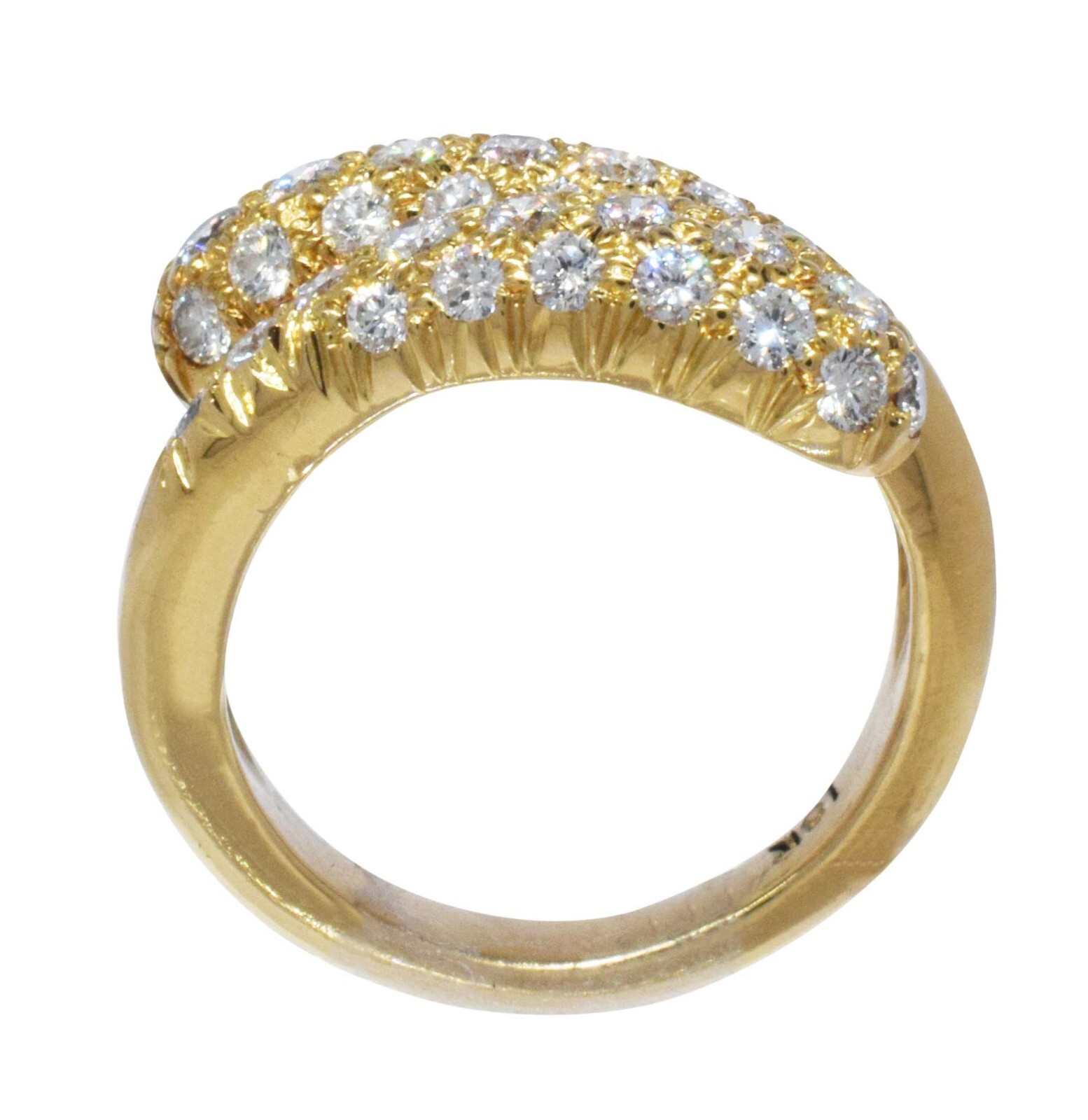 0.65ct Pave Diamond Bypass 18k Yellow Gold Ladies Ring Size 3.5