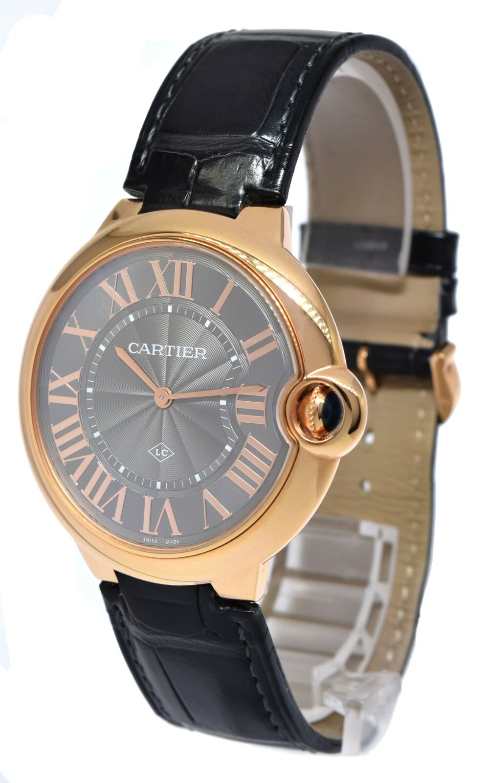 Cartier Ballon Bleu 40mm 18k Rose Gold "LC" Gray Dial Manual Watch B/P WGB0020