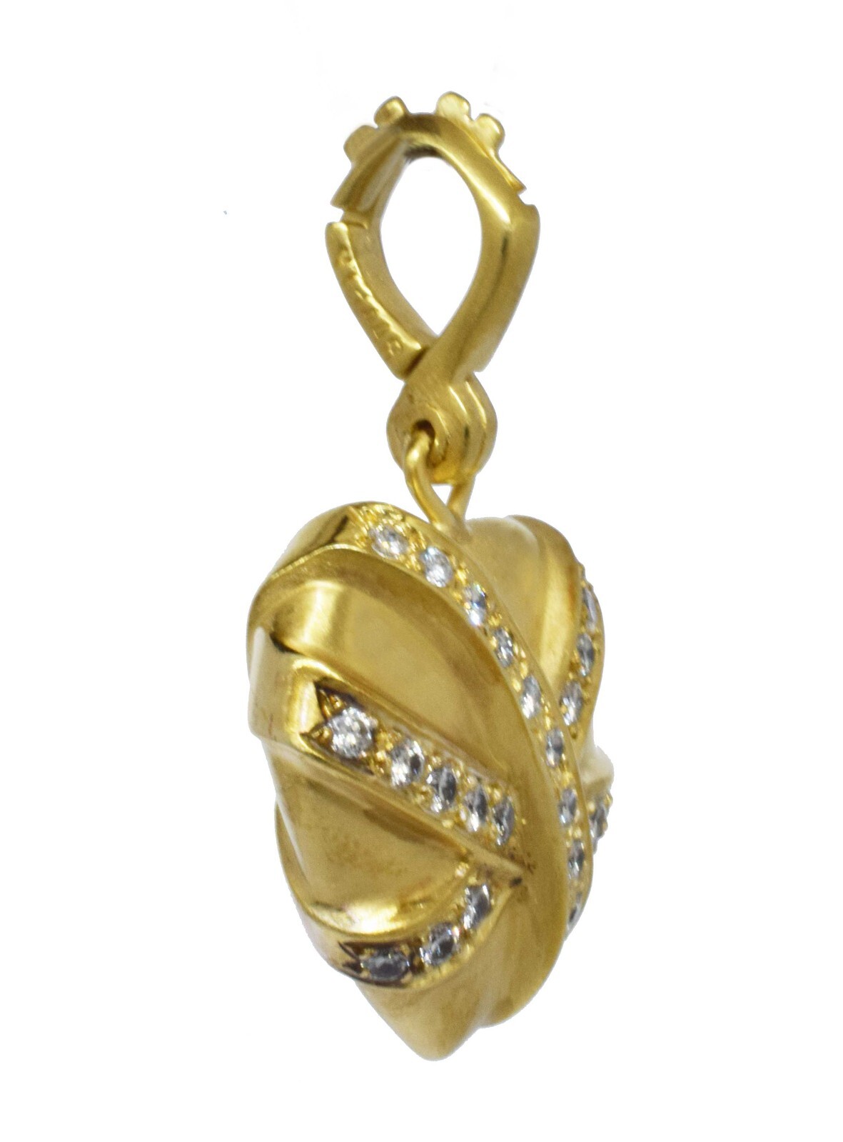 Raafiy 1.00 Ct Diamond & 14k Yellow Gold Puffed Ribbon Heart Pendant