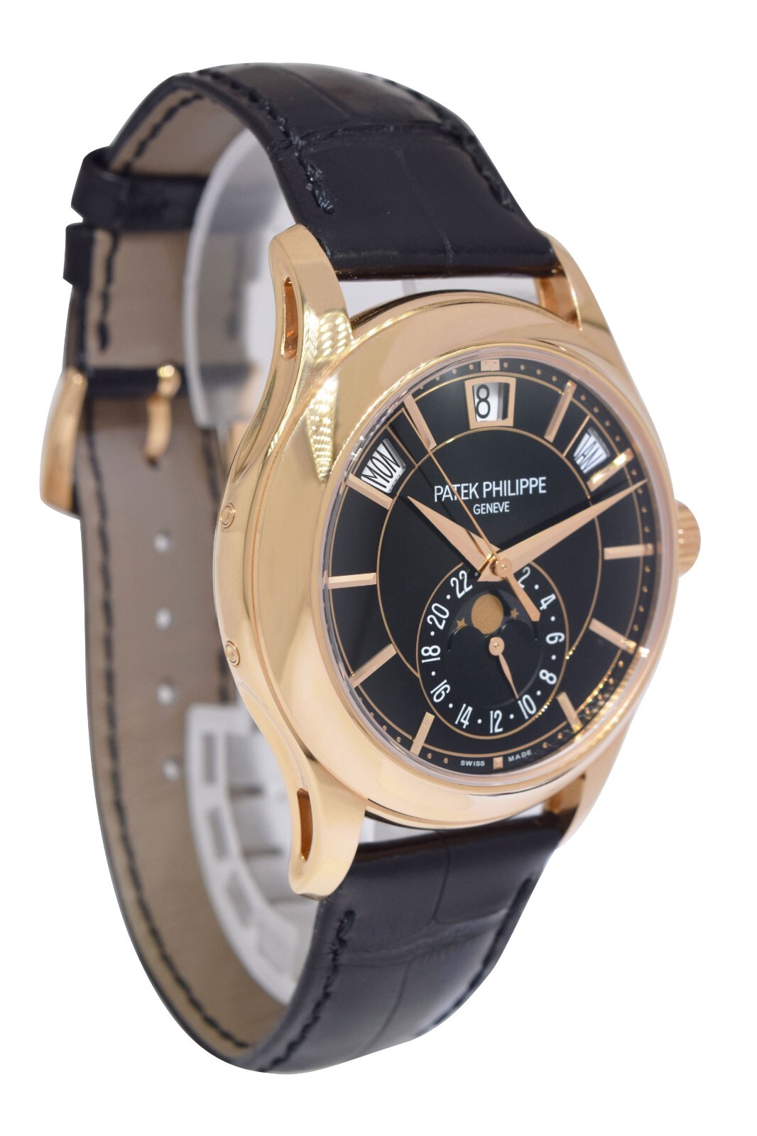 Patek Philippe Annual Calendar 5205 18k Rose Gold Black Dial Watch B/P '13 5205R