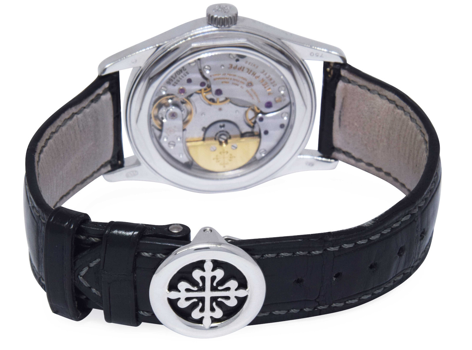 Patek Philippe Calatrava 6000 18k White Gold Black Dial Mens 37mm Watch BP 6000G