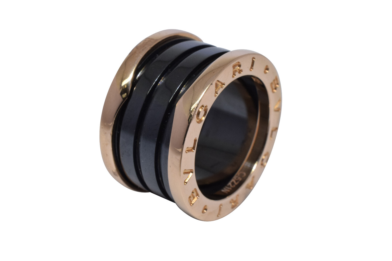 Bvlgari B.Zero1 18k Rose Gold & Black Ceramic Four Band Ring Size 47 B/P 345845
