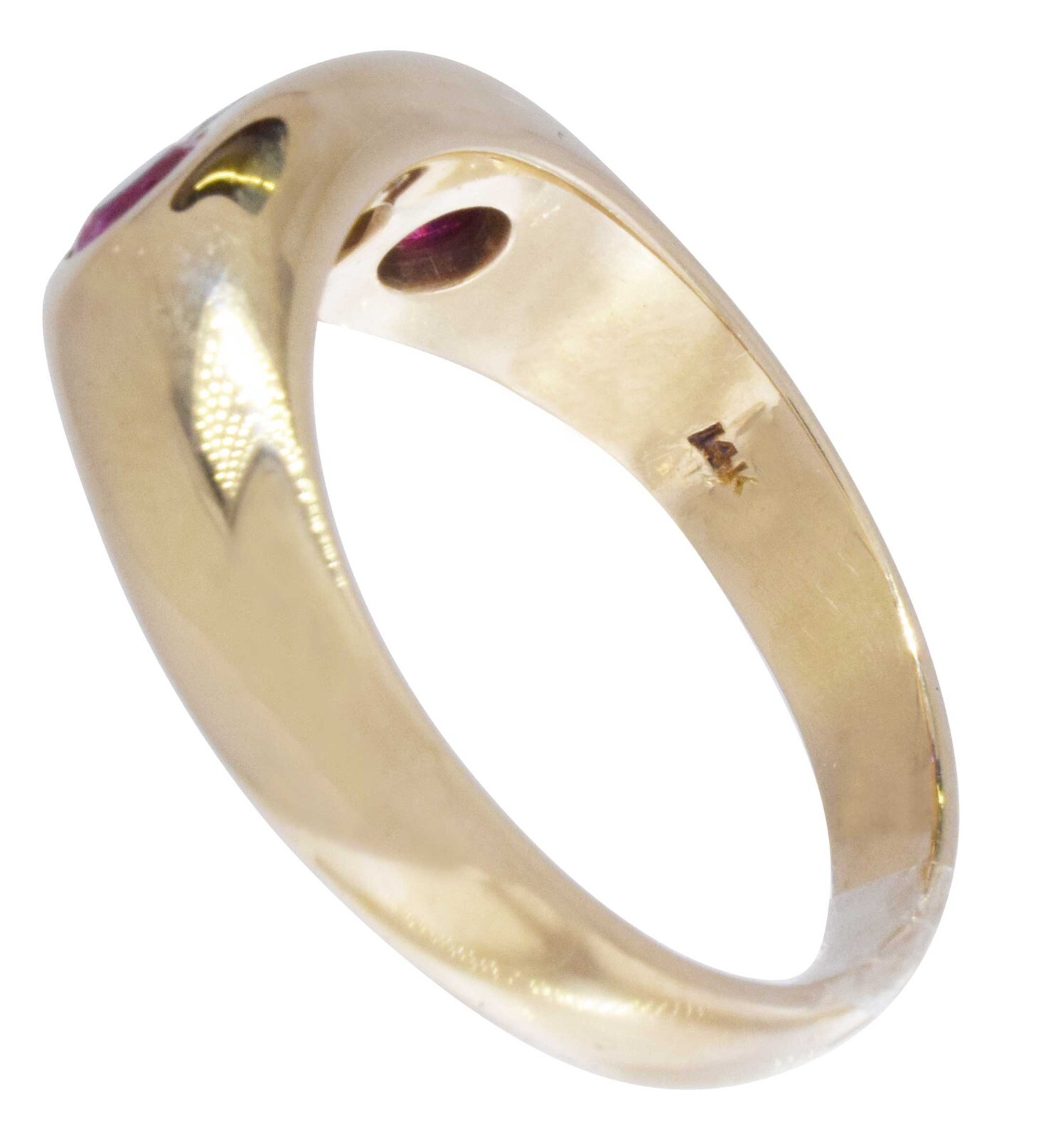 14K Yellow Gold Round Mine Cut Diamond & Ruby Ring Size 10