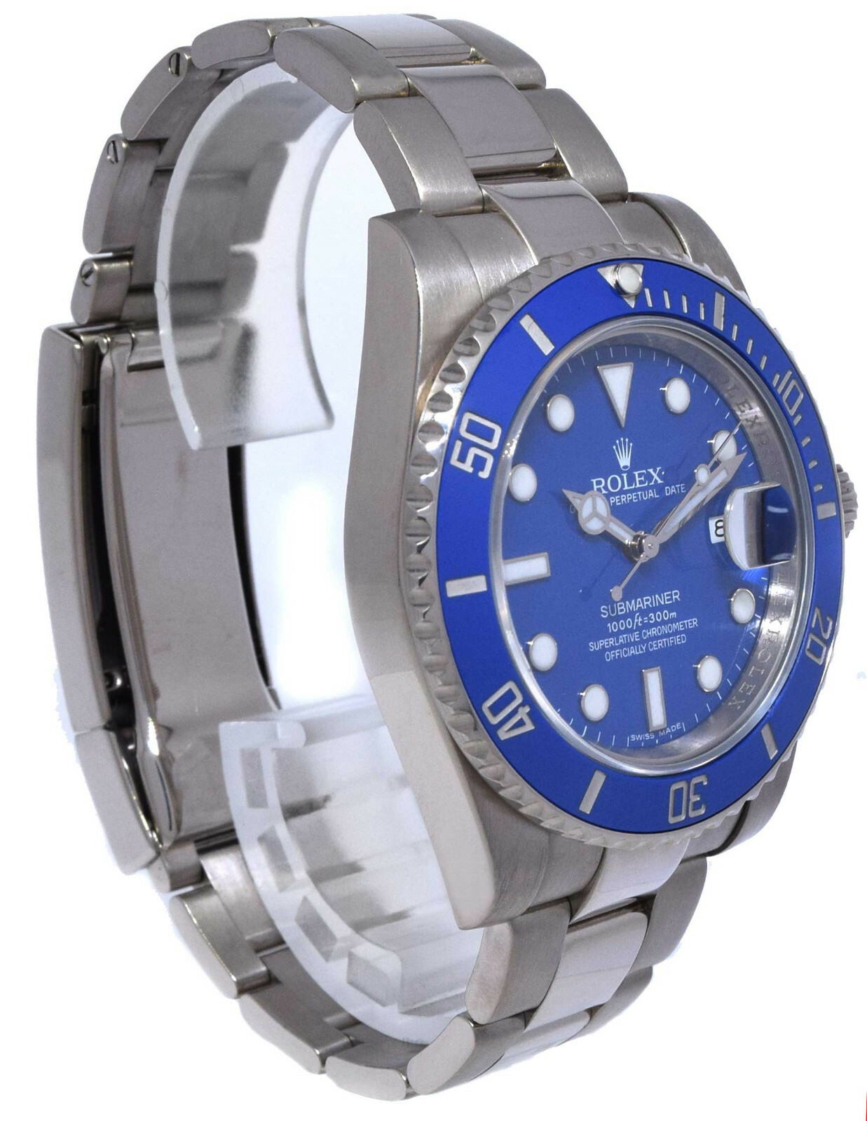 Rolex Submariner "Smurf" 18k White Gold Blue Ceramic 40mm Watch B/P V 116619