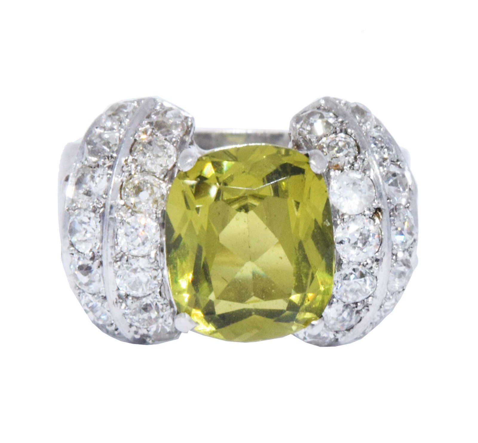Ladies 14K White Gold Diamond & 5.50 Carat Peridot Ring
