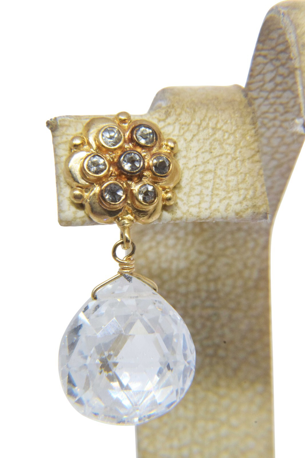 0.28 Carat Diamond & Crystal 14k Yellow Gold Earrings