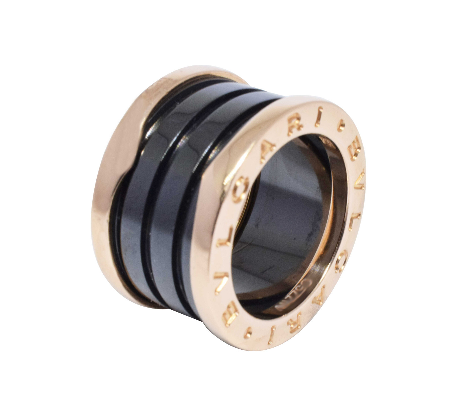 Bvlgari B.Zero1 18k Rose Gold & Black Ceramic Four Band Ring Size 47 B/P 345845
