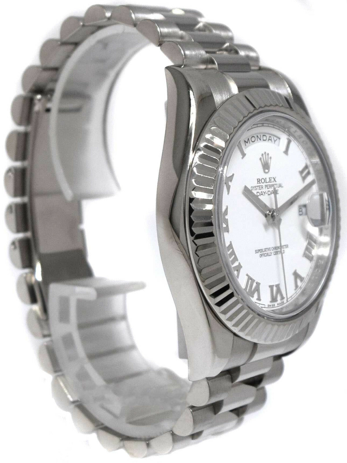 Rolex Day-Date II President 18k WG White Roman Dial 41mm Watch 218239