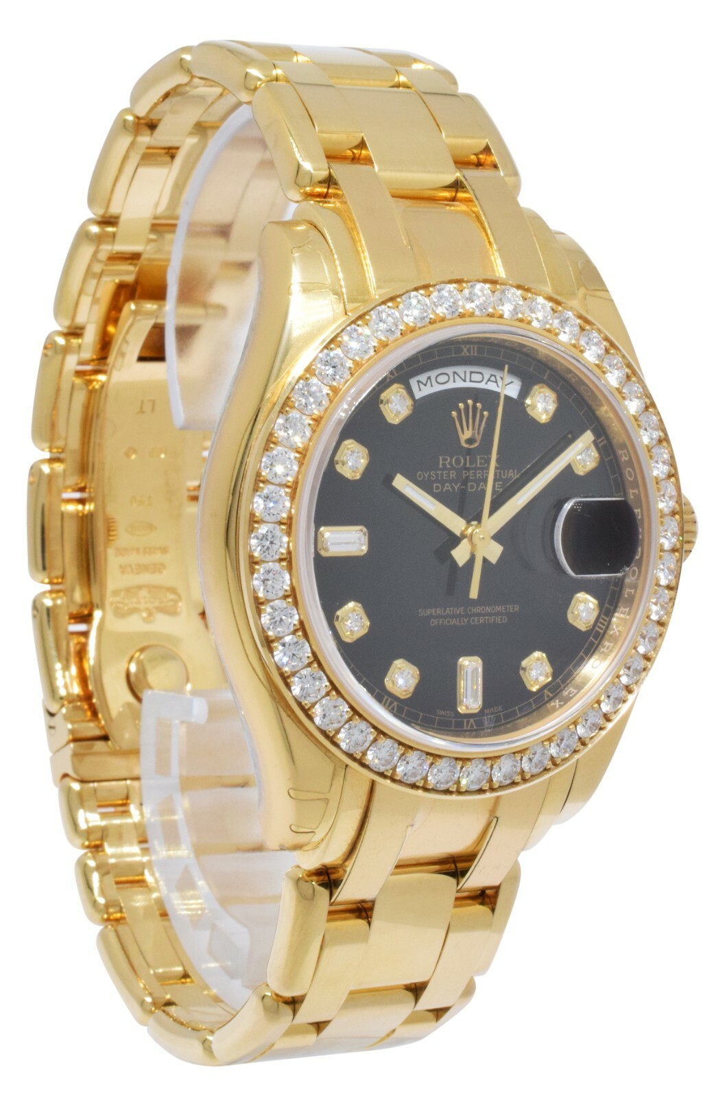 Rolex Masterpiece 18k Yellow Gold Black Diamond Dial/Bezel 39mm Watch 18948