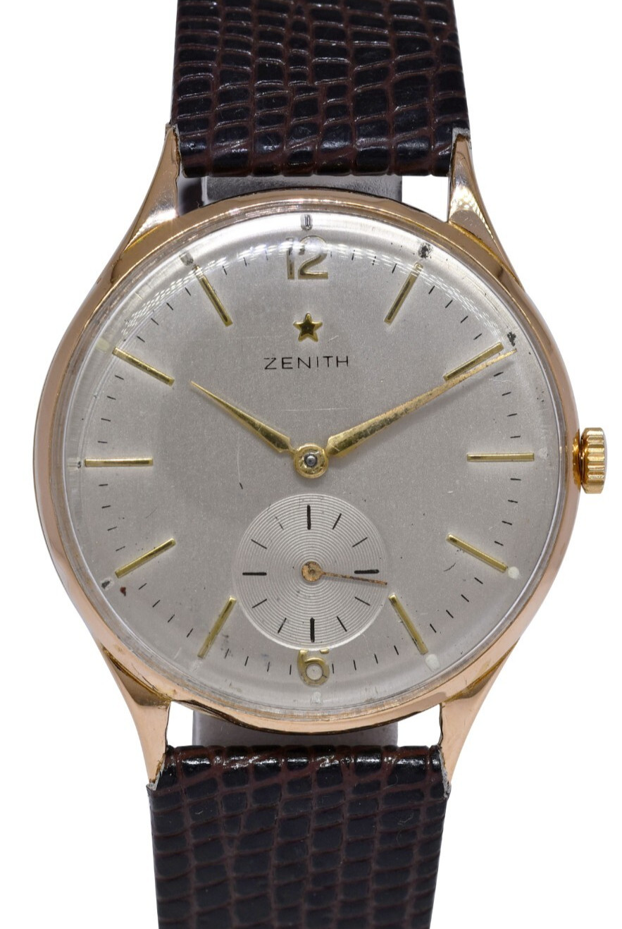 Zenith Vintage 18k Rose Gold Silver Dial Mens 36.5mm Manual Watch Zenith Vintage 18k Rose Gold Silver Dial Mens 36.5mm Manual Watch