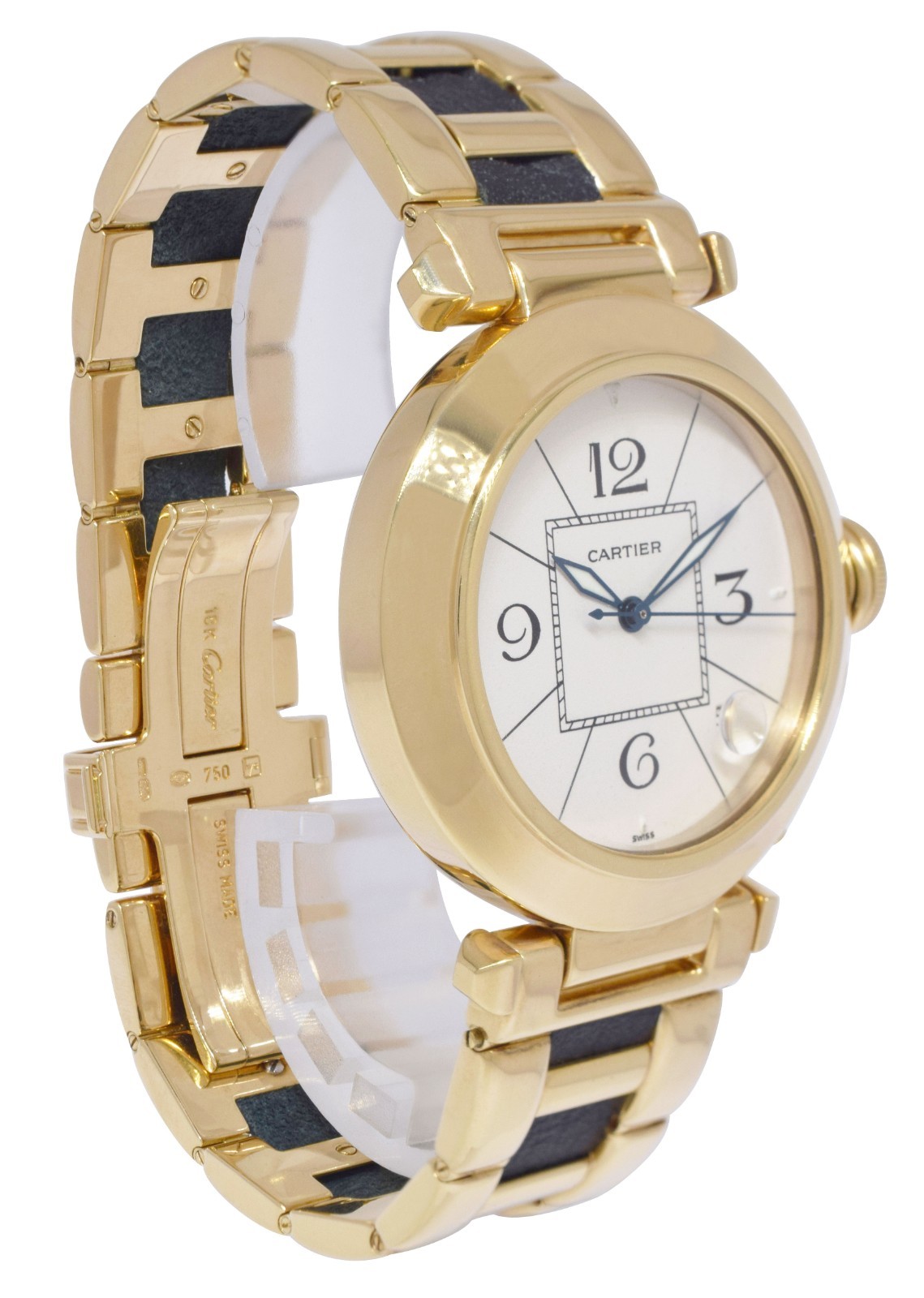 Cartier Pasha 18k Yellow Gold & Leather Mens 38mm Automatic Watch Ref. 1989