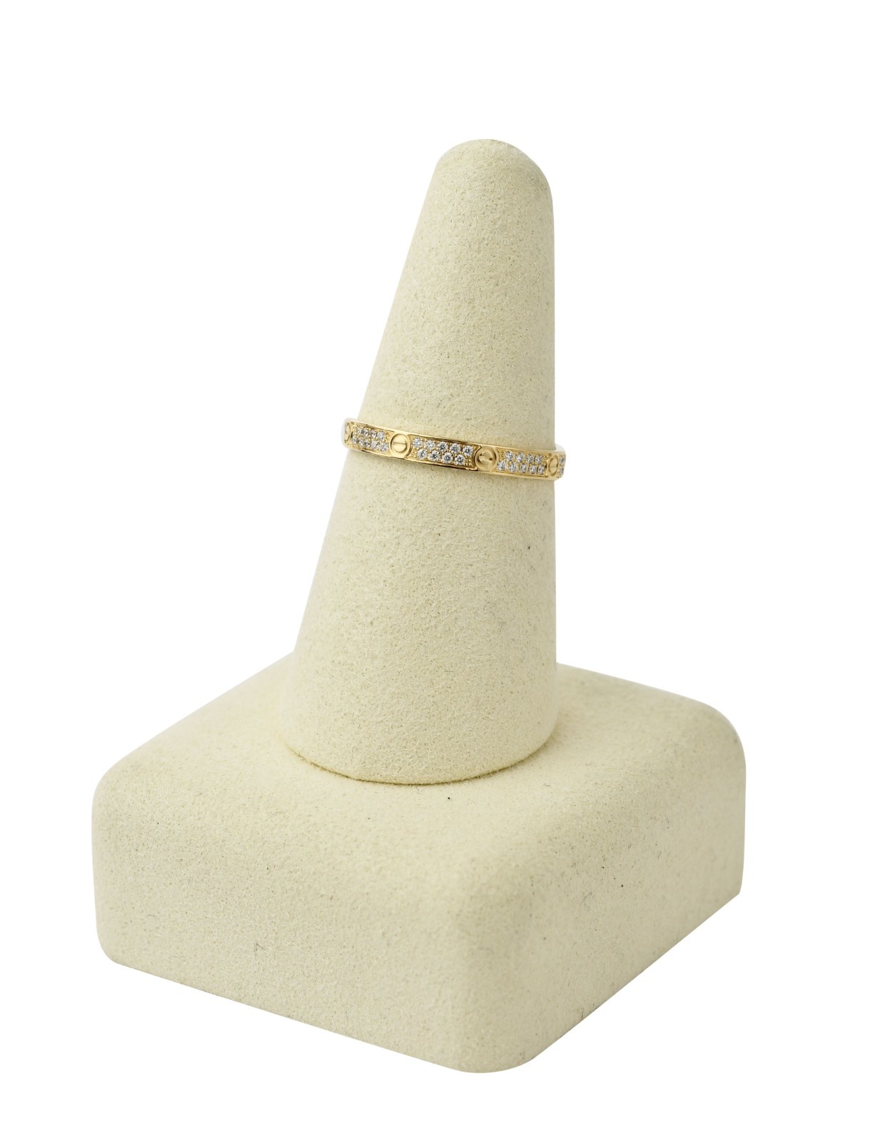 Cartier Love Ring Pave Diamond 18k Yellow Gold Mini Band Size 56 B/P'24 B4218056 Cartier Love Ring Pave Diamond 18k Yellow Gold Mini Band Size 56 B/P'24 B4218056
