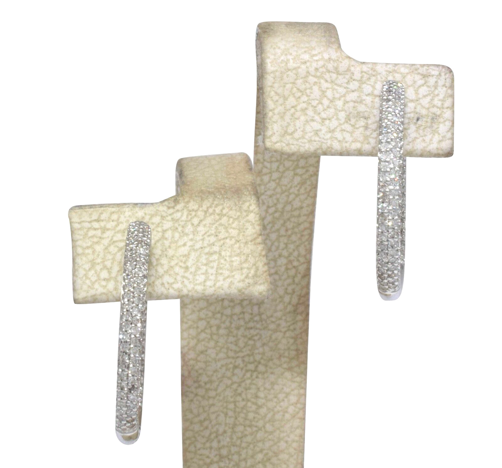 Ladies Diamond Hoop Earrings in 14k White Gold Ladies Diamond Hoop Earrings in 14k White Gold