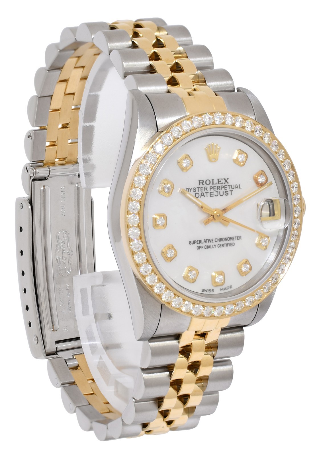 Rolex Datejust 18k Yellow Gold/Steel MOP Diamond Dial/Bezel 31mm Watch S 68273