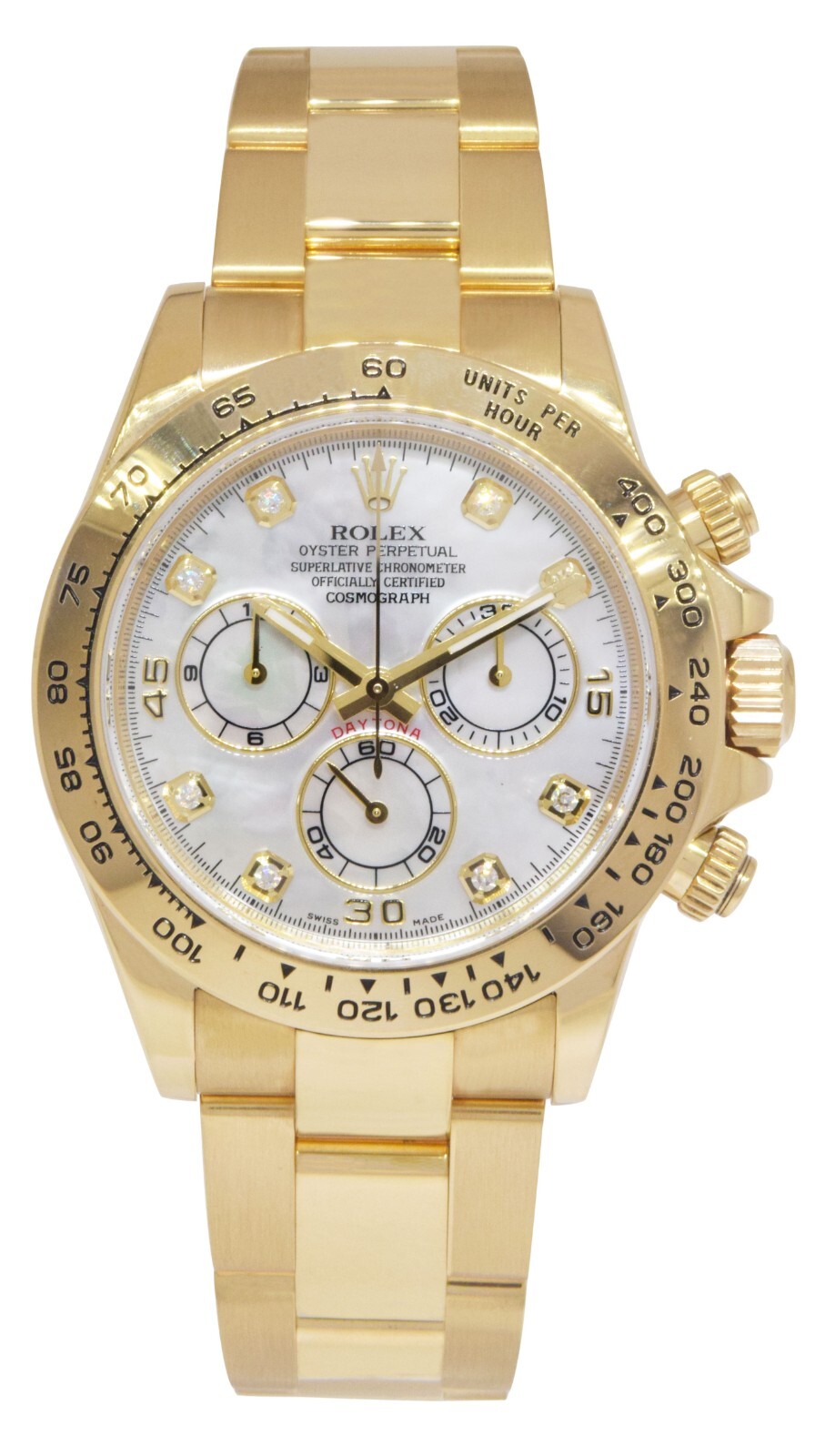 Rolex Daytona Chronograph 18k Yellow Gold MOP Diamond 40mm Watch +12' 116528