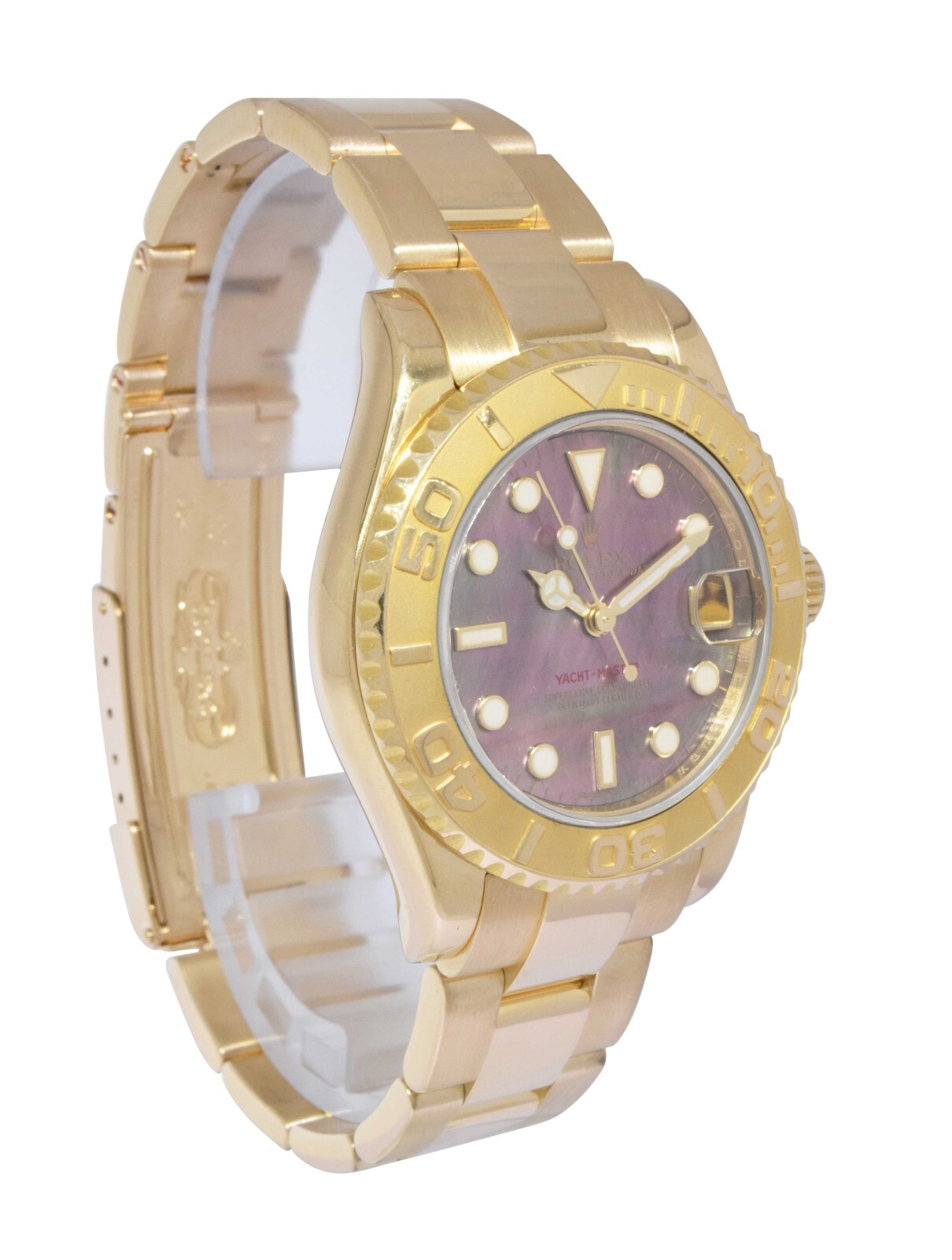 Rolex Yacht-Master 18k Yellow Gold Tahitian MOP Dial 35mm Watch B/P Z 168628