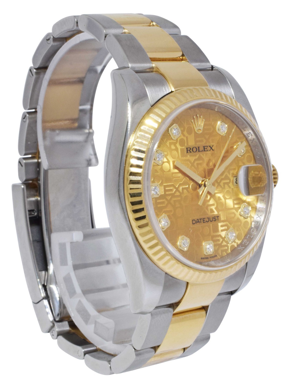 Rolex Datejust 18k Yellow Gold/Steel Champagne Jubilee Diamond 36mm Watch 116233