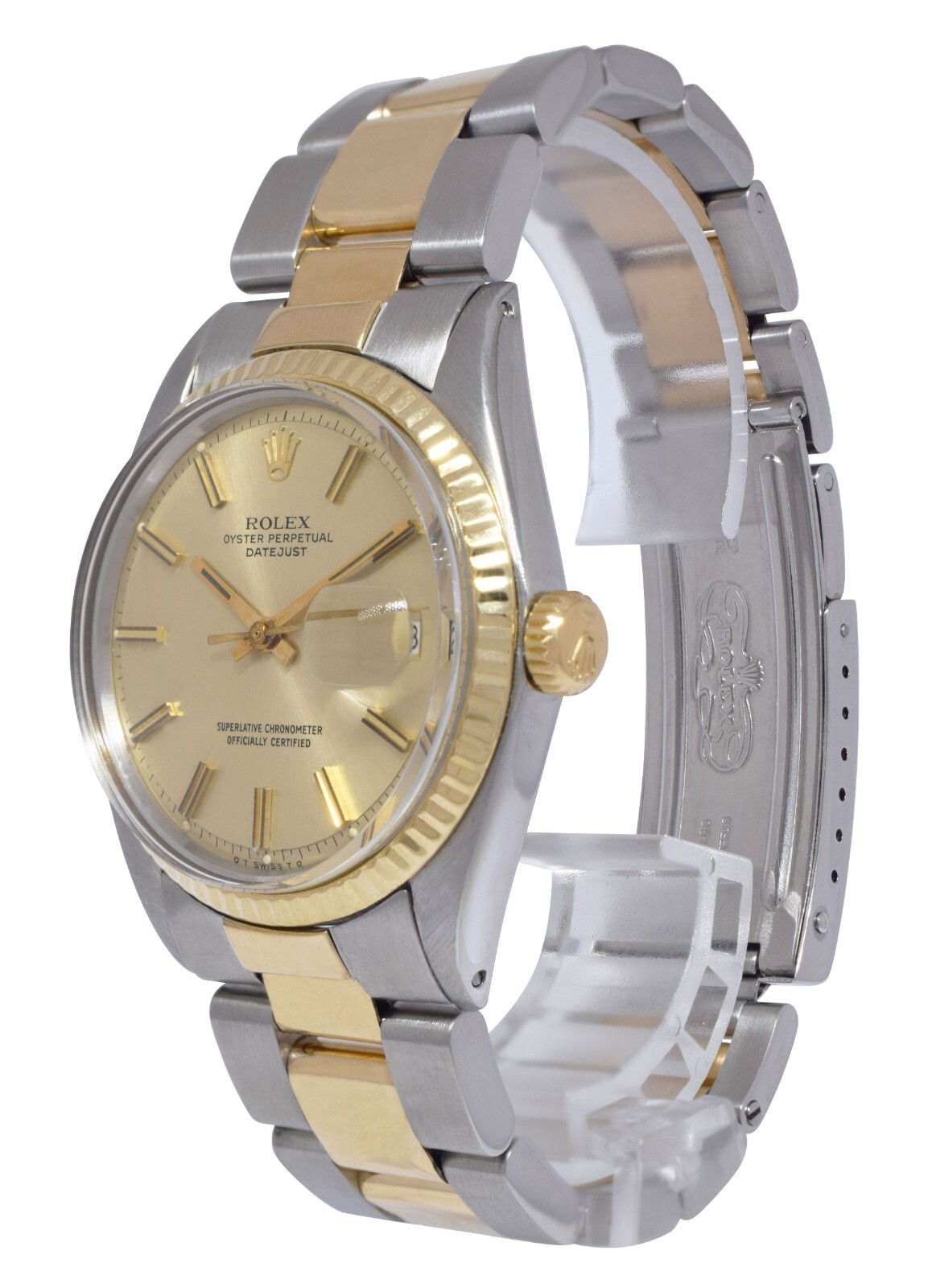 Rolex Datejust Yellow Gold/Steel Champagne Dial 36mm Vintage Watch '72 1601