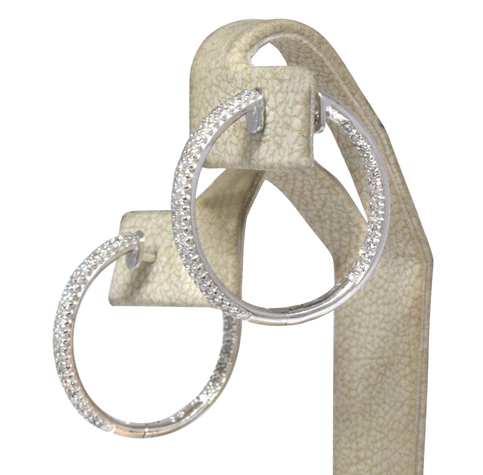 Ladies Diamond Hoop Earrings in 14k White Gold Ladies Diamond Hoop Earrings in 14k White Gold