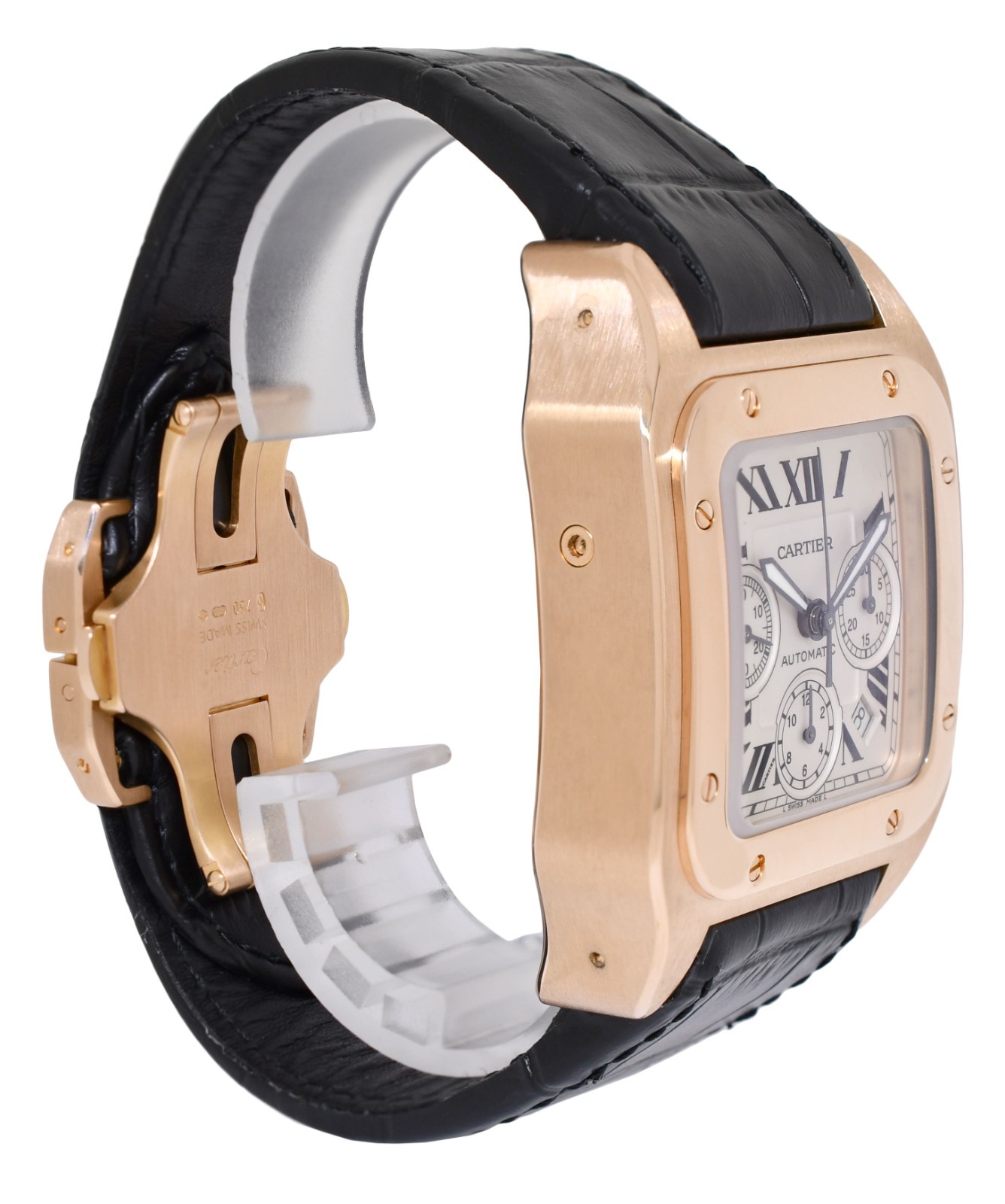 Cartier Santos 100 XL Chronograph 18k Rose Gold Mens 41mm Watch W20131Y1 2935