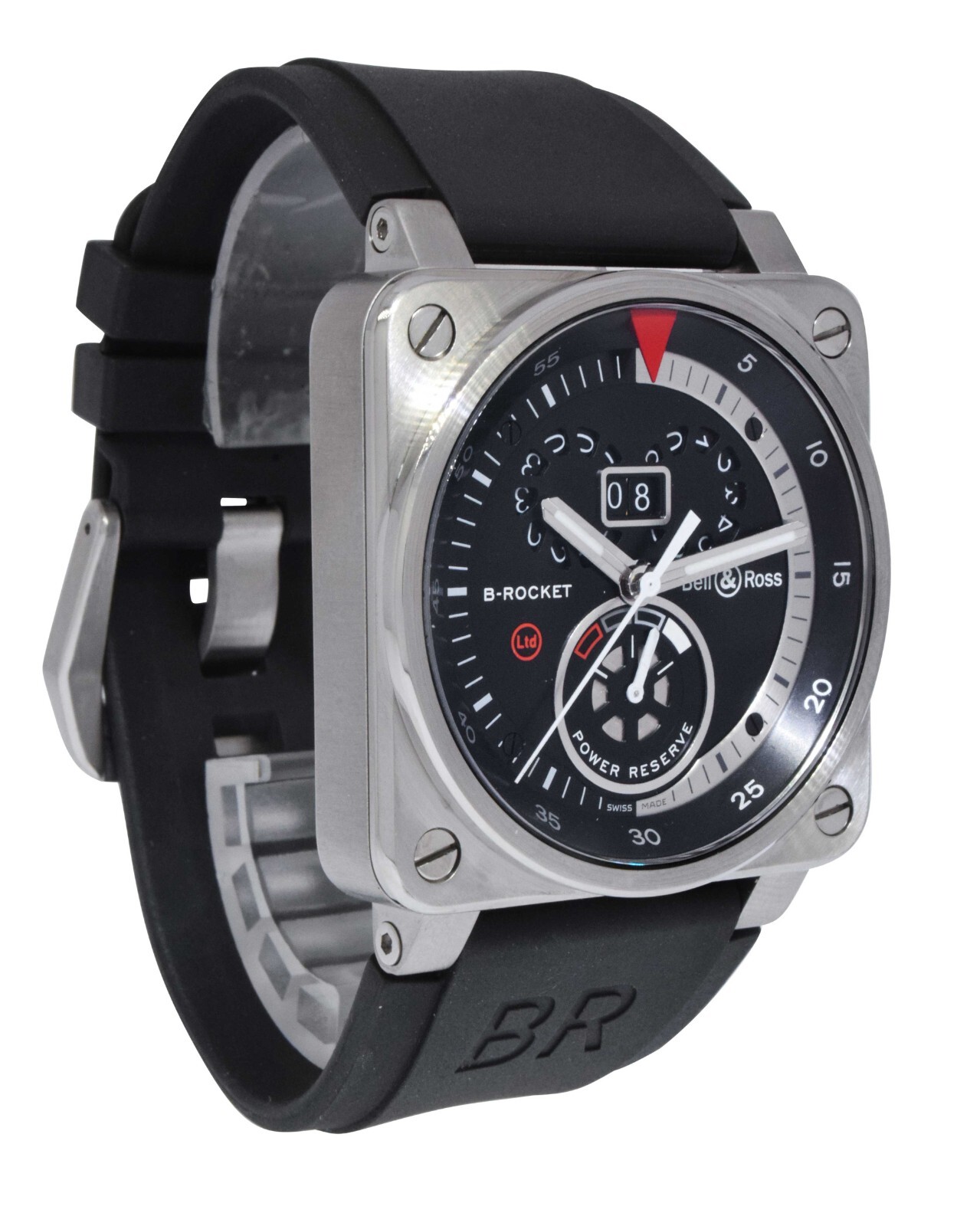 Bell & Ross BR 03-90 B-Rocket Steel Power Reserve Mens 42mm Watch B/P BR0390