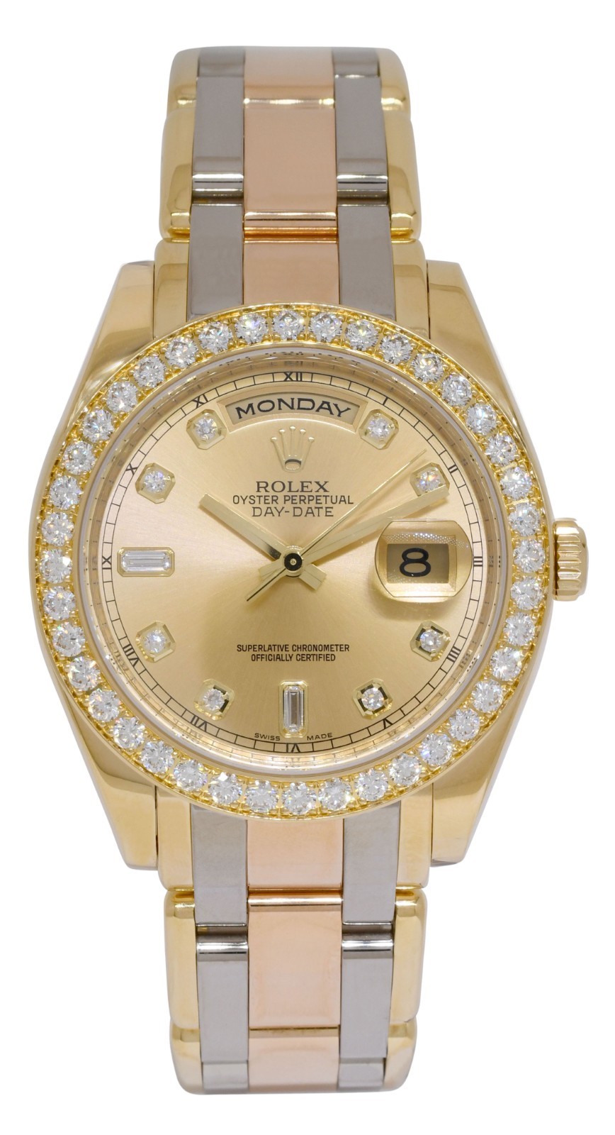 Rolex Masterpiece Tridor 18k Tri Gold Diamond Dial/Bezel Mens 39mm Watch V 18948