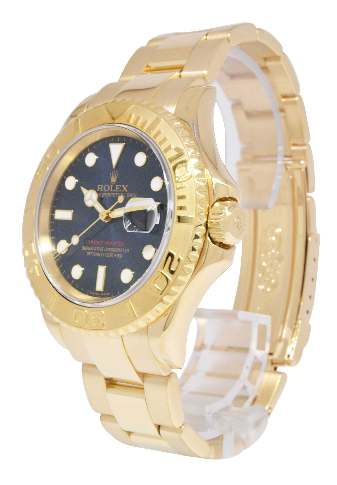 Rolex Yacht-Master 18k Yellow Gold Blue Dial Mens 40mm Watch P 16628