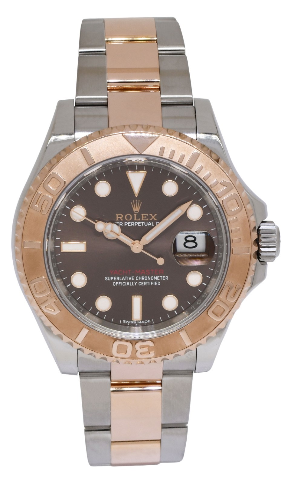 Rolex Yacht-Master 18k RG/Steel Chocolate Dial Mens 40mm Watch 116621