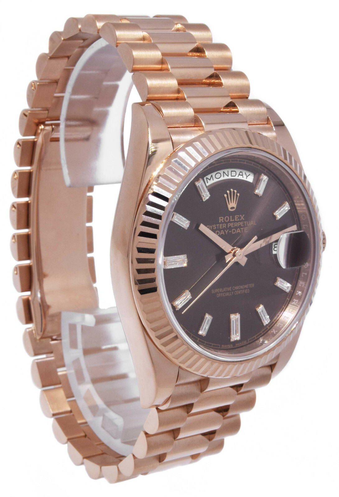 Rolex Day-Date 40 18k RG Chocale & Diamond Dial Mens Watch Box/Papers '18 228235