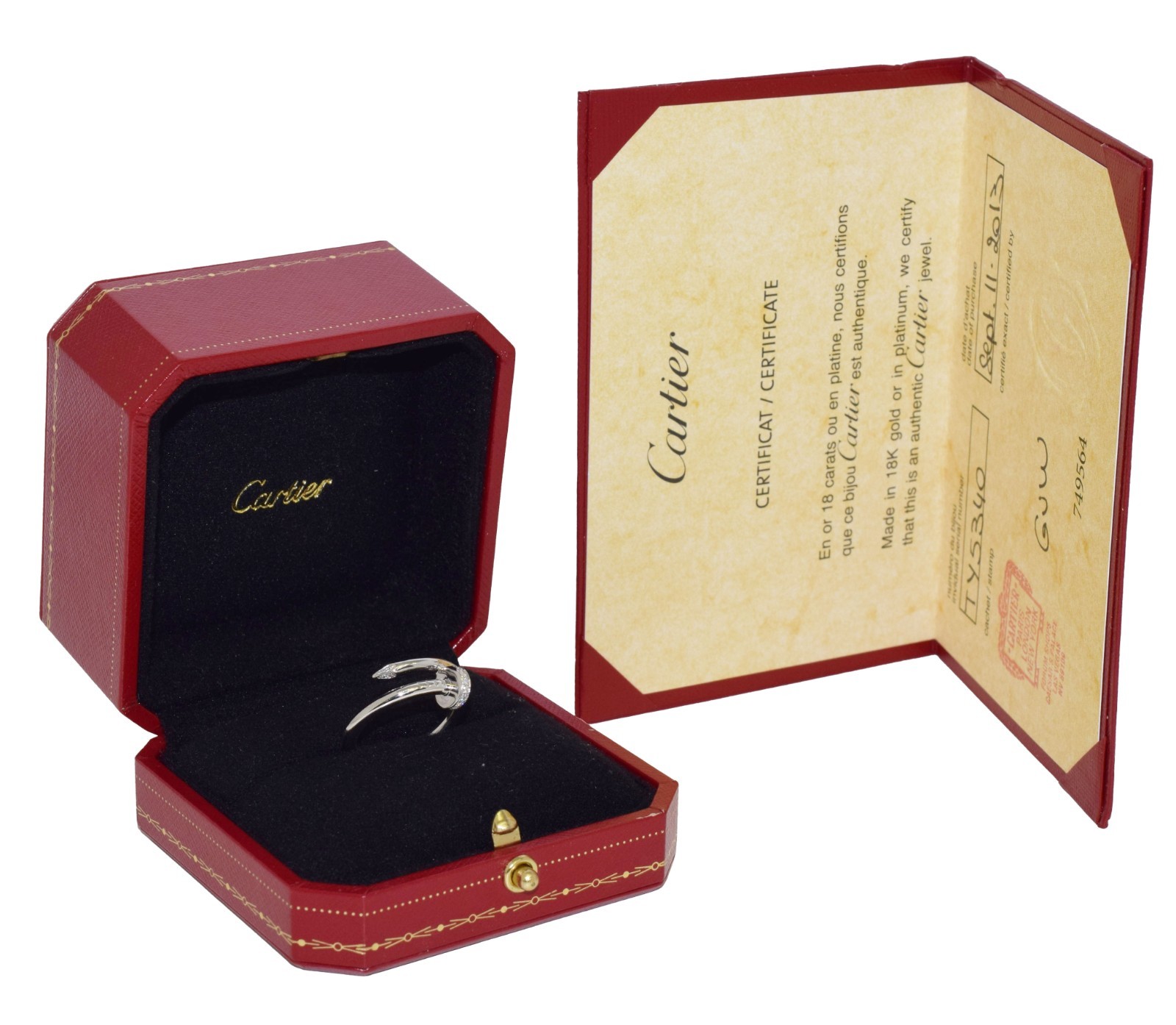 Cartier Juste Un Clou Ring 18k White Gold Diamond Nail Size 58 B/P '13 B4092758 Cartier Juste Un Clou Ring 18k White Gold Diamond Nail Size 58 B/P '13 B4092758