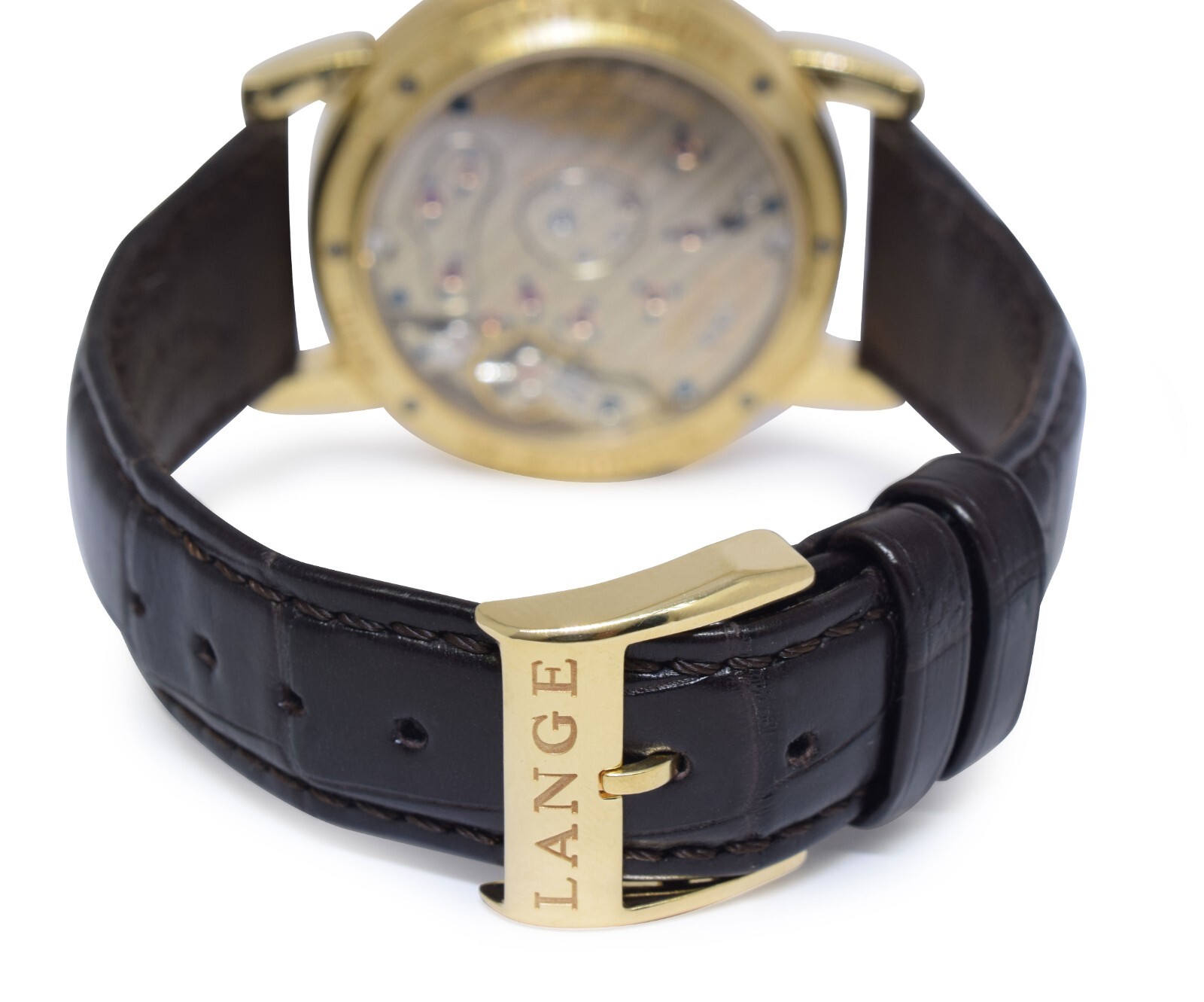 A. Lange & Sohne Lange 1 Yellow Gold Silver Ivory Dial 38.5mm Watch 101.021