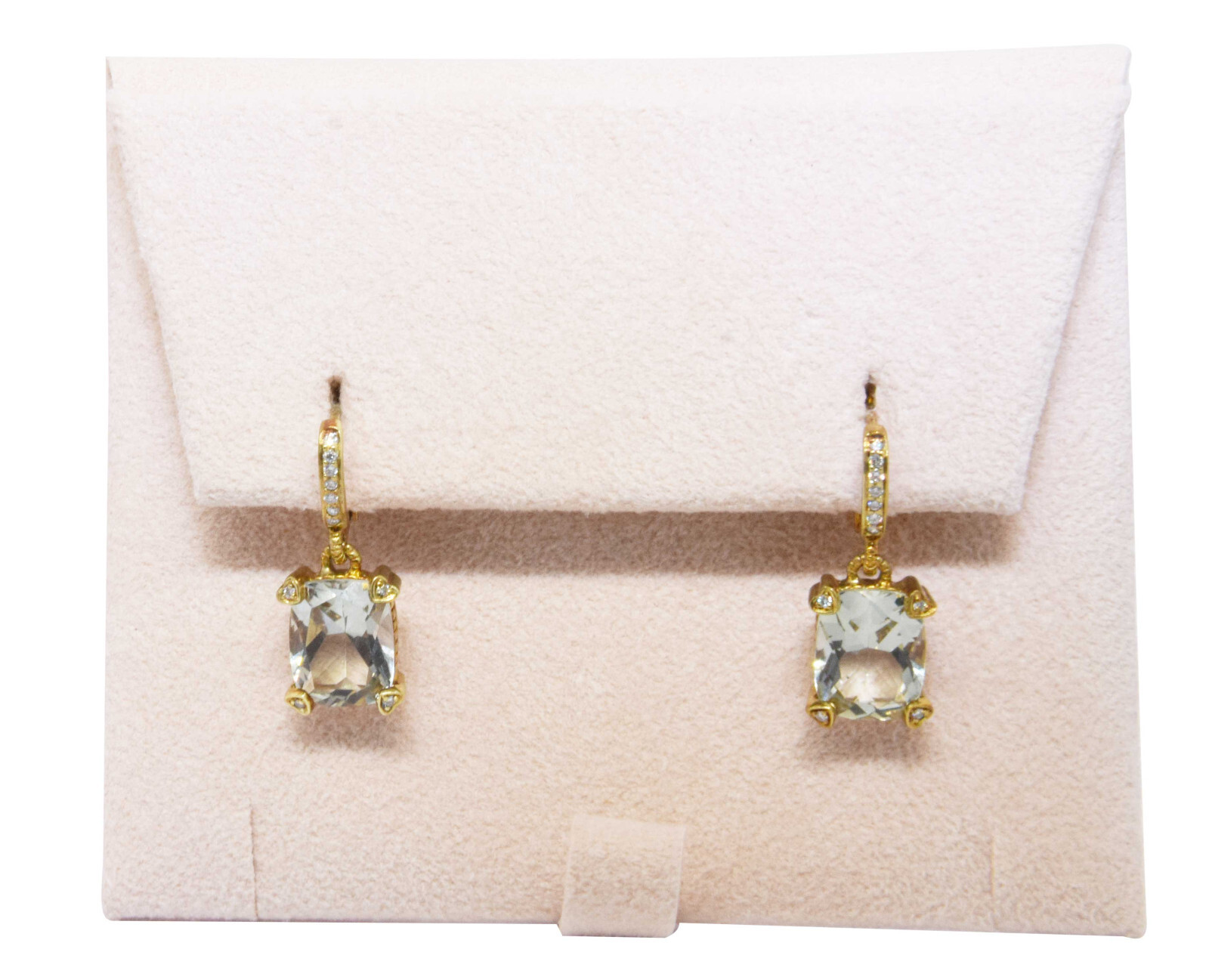 Judith Ripka 18K Diamond & Prasiolite Earrings New