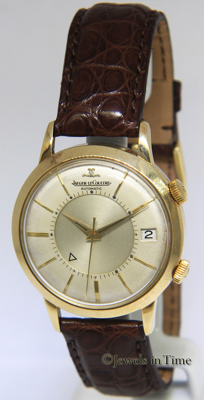 Jaeger LeCoultre Memovox Alarm 18k Gold Shell Vintage Mens 37mm Automatic Watch