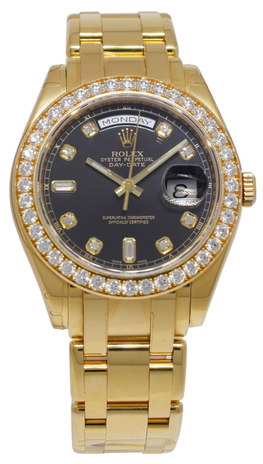 Rolex Masterpiece 18k Yellow Gold Black Diamond Dial/Bezel 39mm Watch 18948