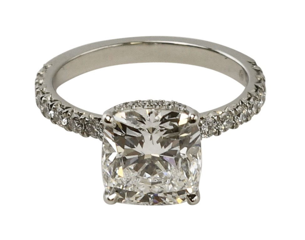 GIA 4.05 Carat Cushion Modified Brilliant Diamond Platinum Engagement Ring s. 8